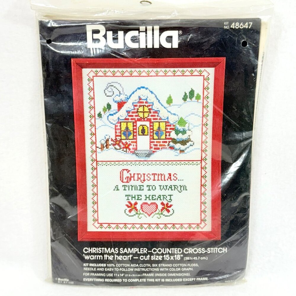 Bucilla Christmas Sampler Counted Cross-Stitch Kit "Warm The Heart" New/Sealed